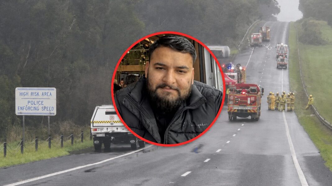 Image: 25-year-old truck driver Ashwani Sharma killed in Victorian fuel tanker crash near Warragul (Source: Screenshot ABC News) Image: 25-year-old truck driver Ashwani Sharma killed in Victorian fuel tanker crash near Warragul (Source: Screenshot ABC News)