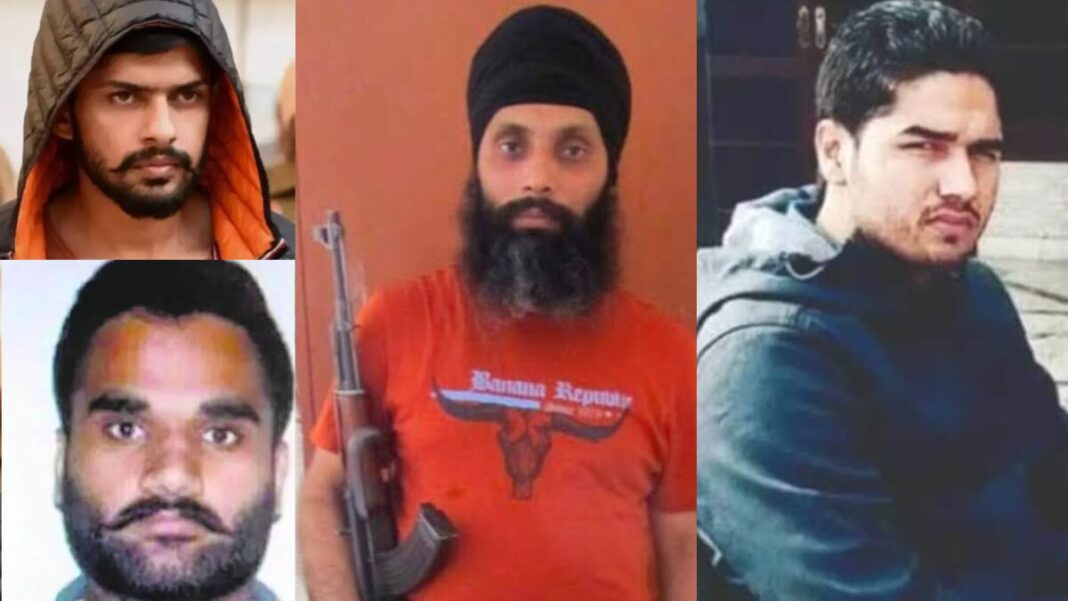 Image: Lawrence Bishnoi, Gold Brar, Khalistani Hardeep Singh Nijjar, and Arsh Dalla