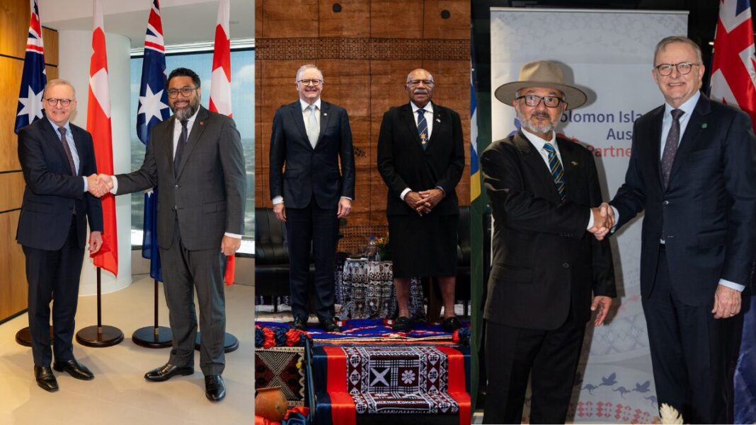 Image: Prime Minister Anthony Albanese with leaders of Tonga, Fiji and Solomon Islands (Source: X)