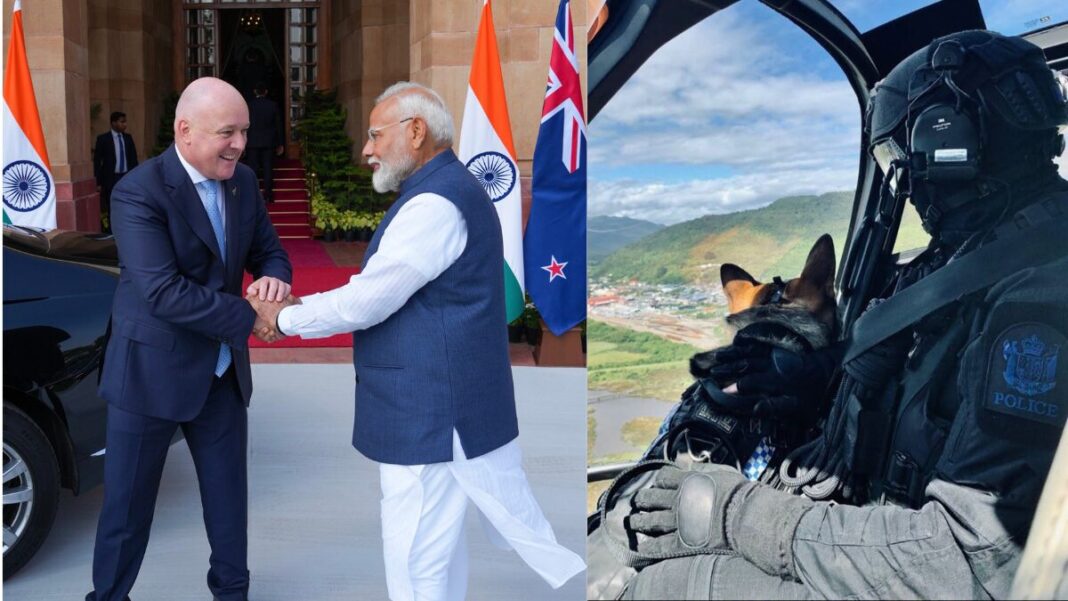 Image: New Zealand Prime Minister Christopher Luxon with Indian PM Narendra Modi (Source: X) and NZ Police (Source: Facebook)