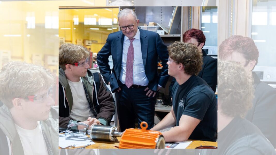 File image: Prime Minister Anthony Albanese at a TAFE (Source: Facebook)