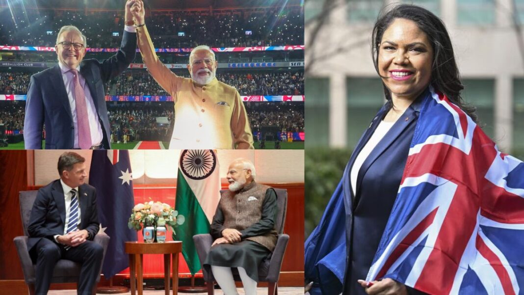 Image: Indian Prime Minister Narendra Modi with Prime minsiter ANthony ALbanese and Opposition Leader Angus Taylor (Source: X) and Senator Jacinta Price (Source: Facebook)