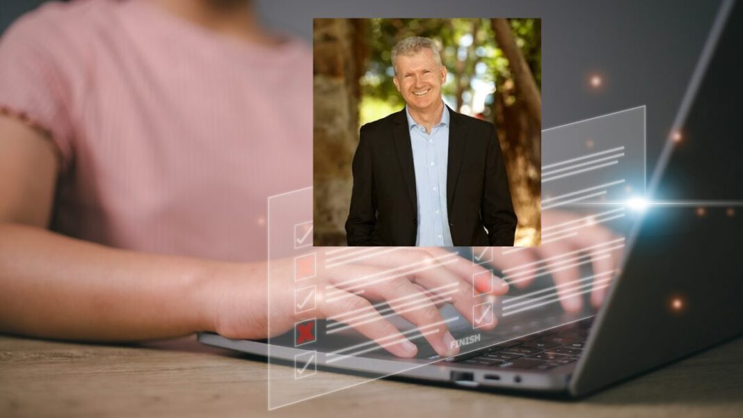 Image: Home Affairs Minister Tony Burke has warned that artificial intelligence (AI) is transforming the nature of terrorism (Source: Facebook and CANVA)