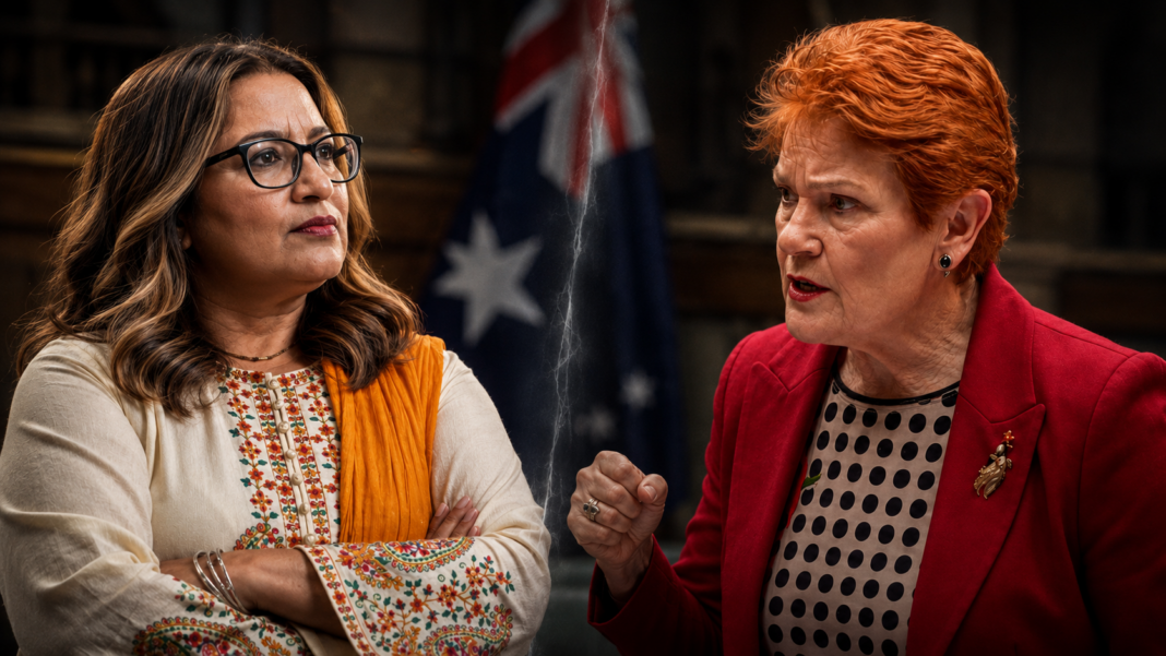 Senator Pauline Hanson and Mahreen Faruqi; Image Source: The Australia Today Senator Pauline Hanson and Mahreen Faruqi; Image Source: The Australia Today