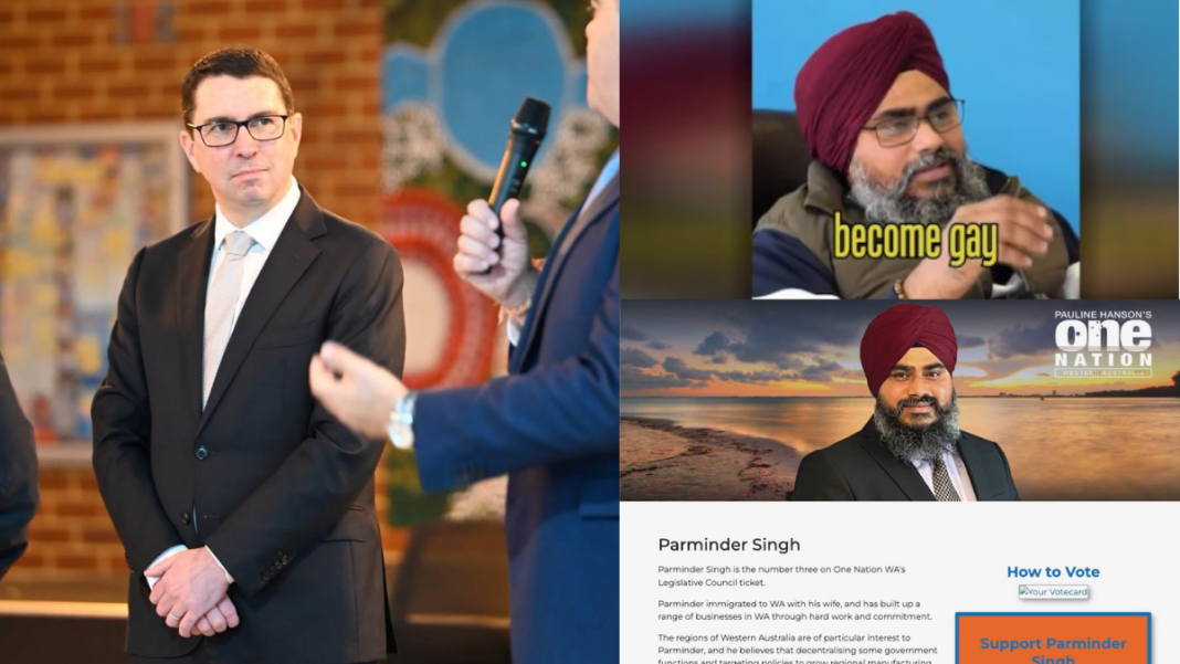 Image: Patrick Gorman MP (Source: Facebook) and Parminder Singh (Source: Screenshots ABC)