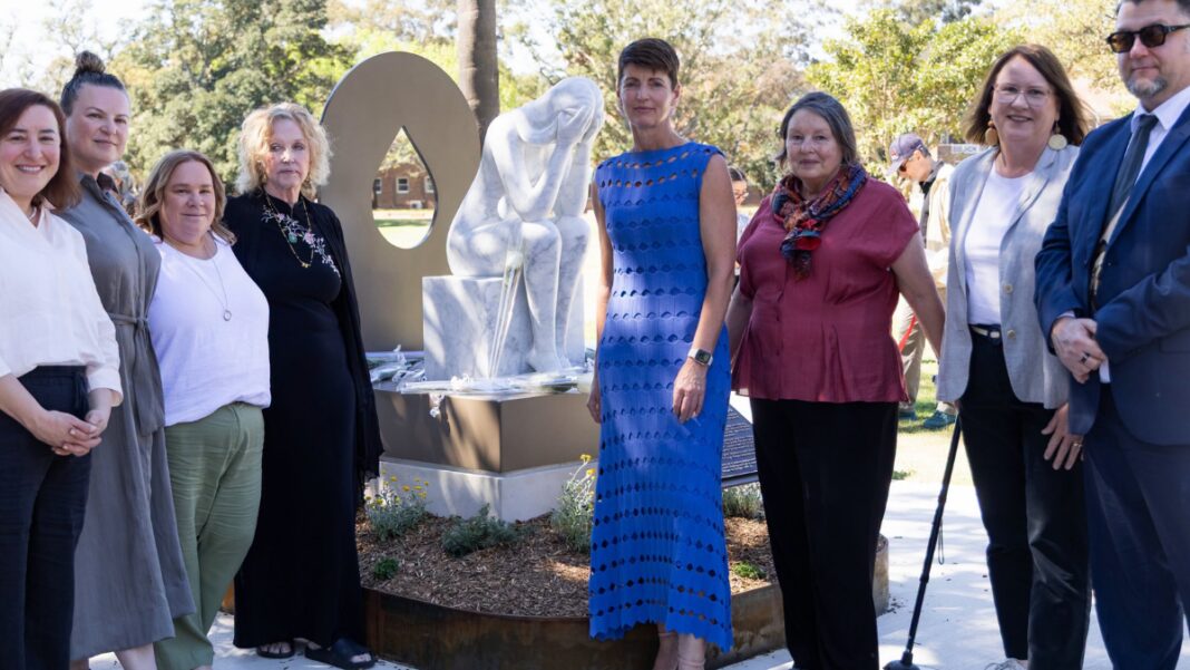 Image: NSW Minister for Families and Communities Kate Washington unveiled a permanent public memorial in Parramatta honouring mothers, children and families affected by forced adoption practices (Source: Facebook)
