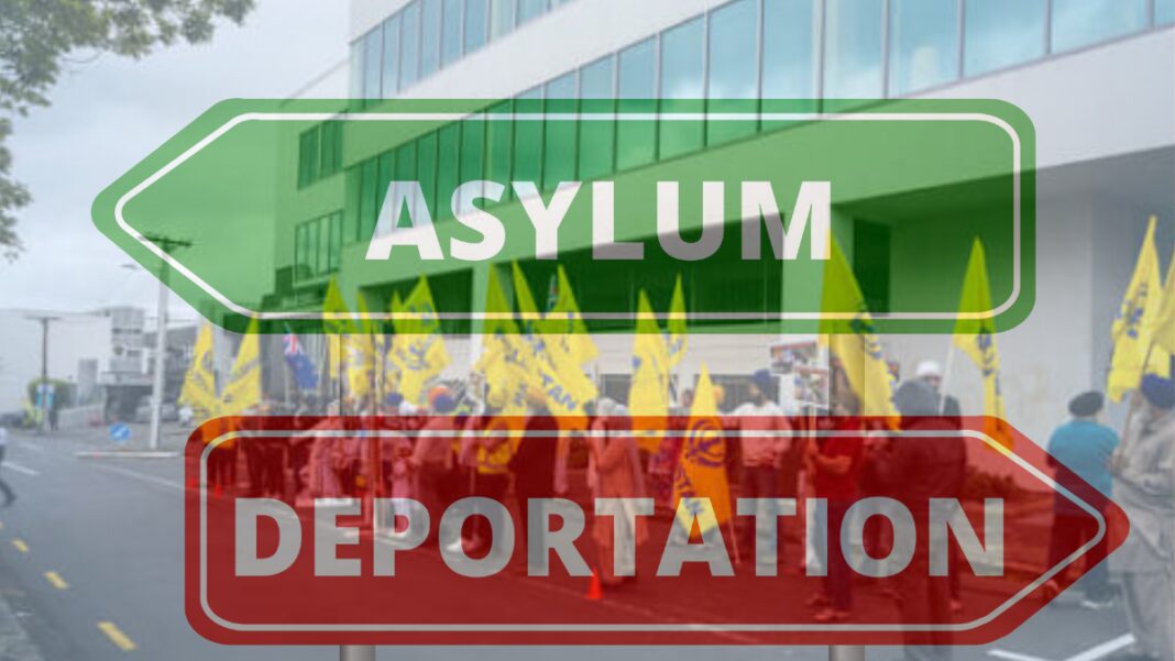Image: Asylum - Deportation (Source: CANVA) and Khalistan rally (Source: RNZ)