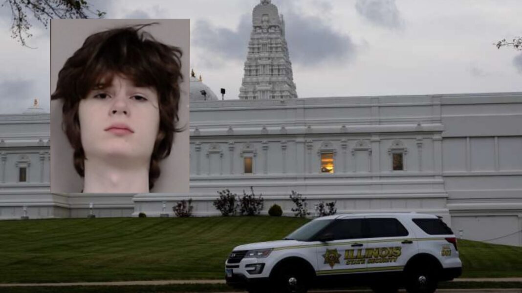 Image: 19-year-old Alexandros Paporakis, who is accused of plotting an attack on the Sri Venkateswara Swami (Balaji) Temple in Aurora, near Chicago (Source: Screenshot CNN)