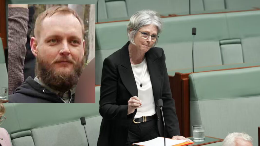 Image: Independent MP Helen Haines’ on Monday, Brendan Nugent, (Source: ABC News screenshots)