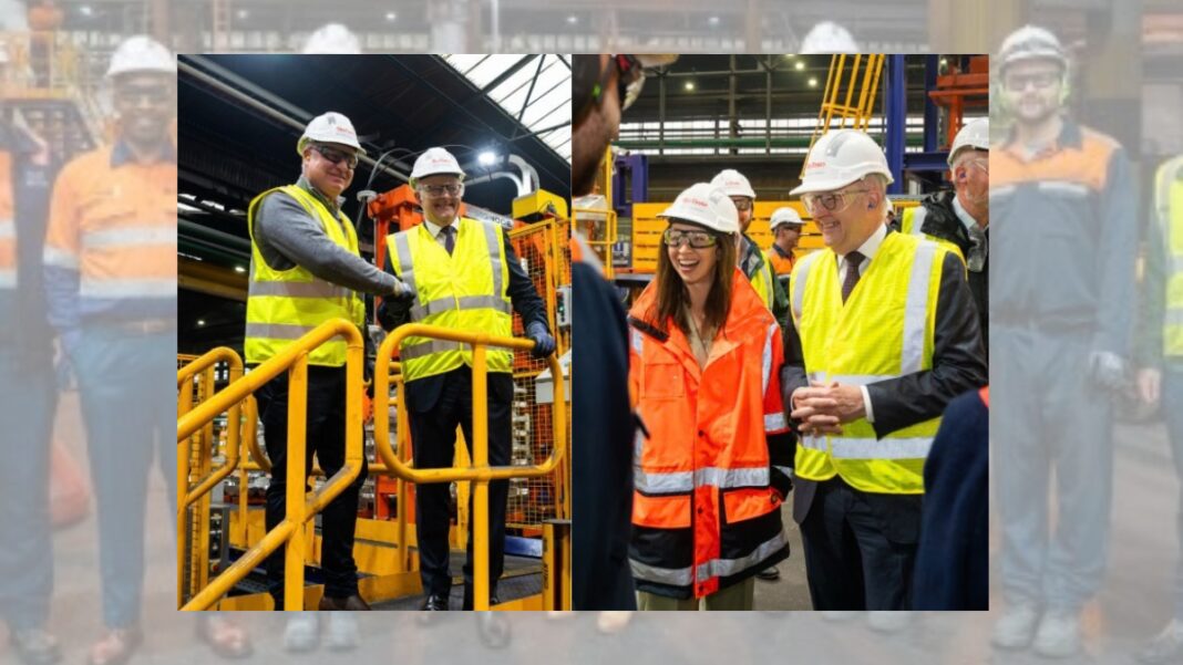 Image: Prime Minister Anthony Albanese and Tasmanian Premier Jeremy Rockliff at Rio Tinto's Bell Bay Aluminium smelter (Source: Instagram)
