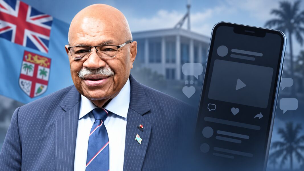 Fiji PM Rabuka beside a smartphone; Image source: AI generated Image for The Australia Today Fiji PM Rabuka beside a smartphone; Image source: AI generated Image for The Australia Today