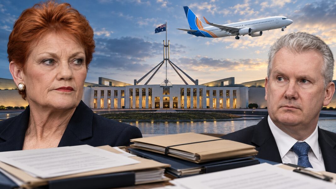 Parliament, Grants, and Flight Scrutiny; Image Source: AI-generated editorial illustration by The Australia Today